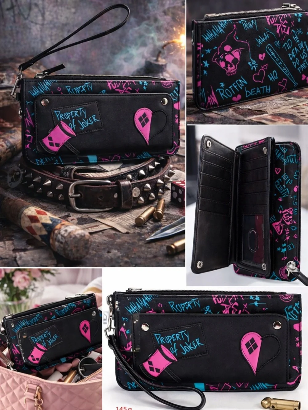 Harley Quinn Joker Wristlet Clutch Wallet - Picture 2 of 8
